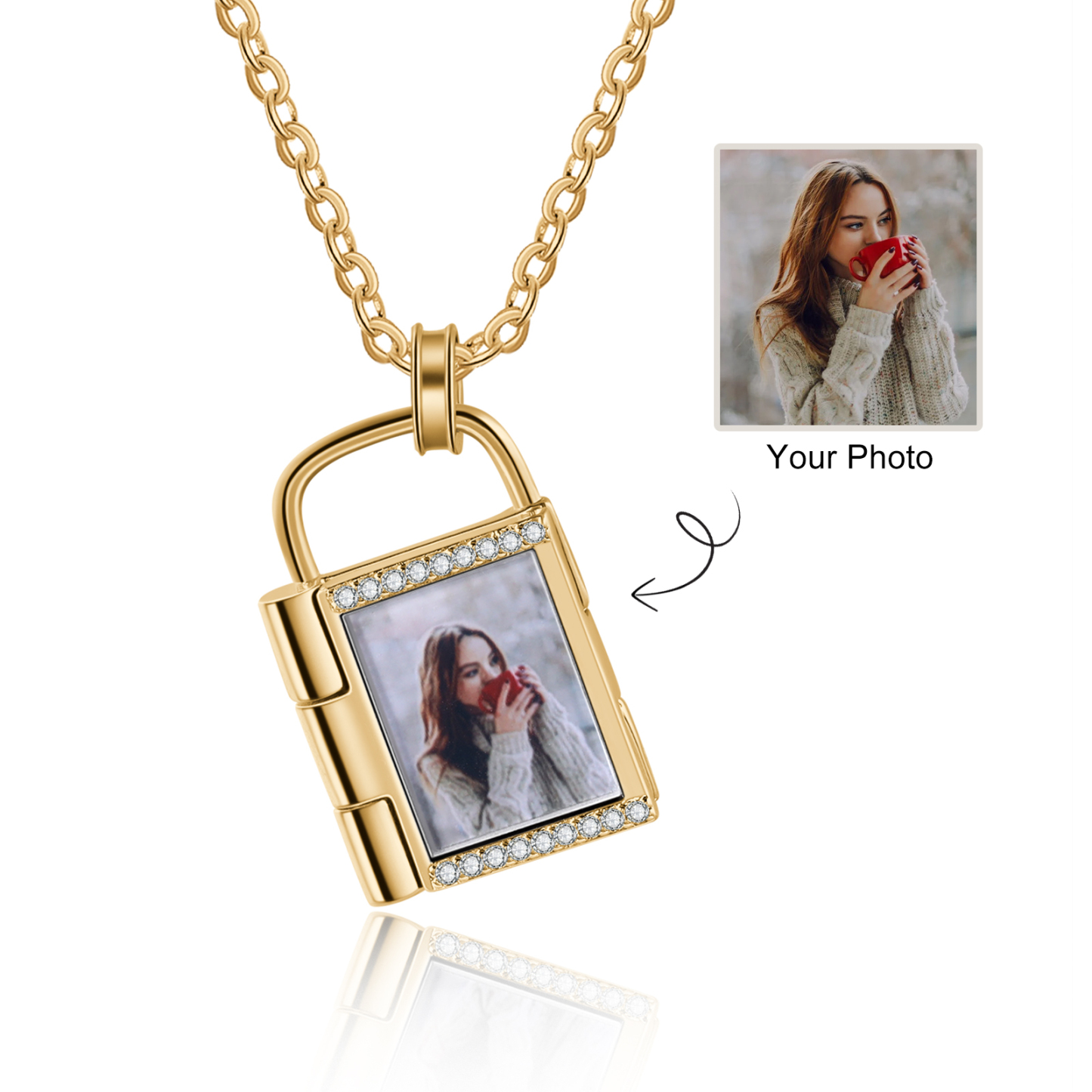 Personalised Padlock Necklace Customised Engrave Photo Love Lock Necklace Romantic Gifts-Jessemade AU