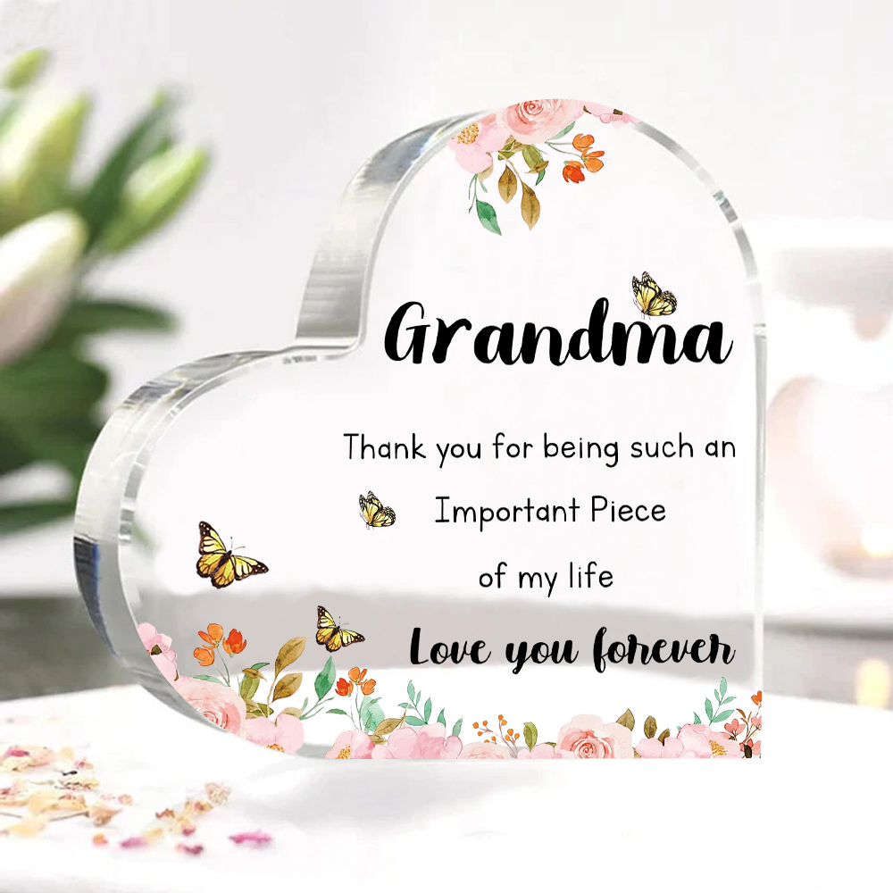 Grandma Gifts from Grandchildren Acrylic Heart Keepsake for Grandma - Grandma Love you forever-Jessemade AU