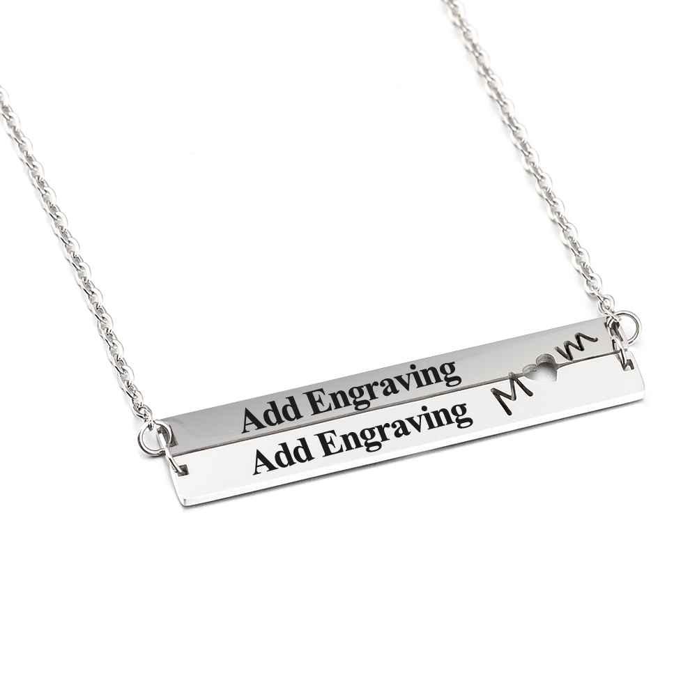 Personalised Horizontal Bar Necklace With Heart-Jessemade AU