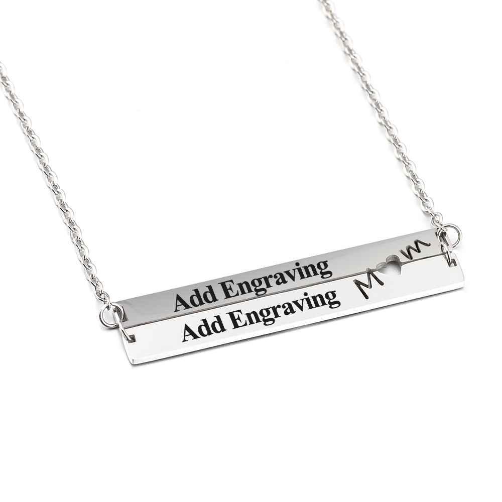 Personalised Horizontal Bar Necklace With Heart-Jessemade AU