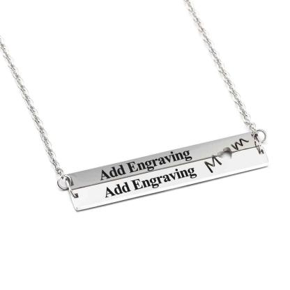 Personalised Horizontal Bar Necklace With Heart-Jessemade AU