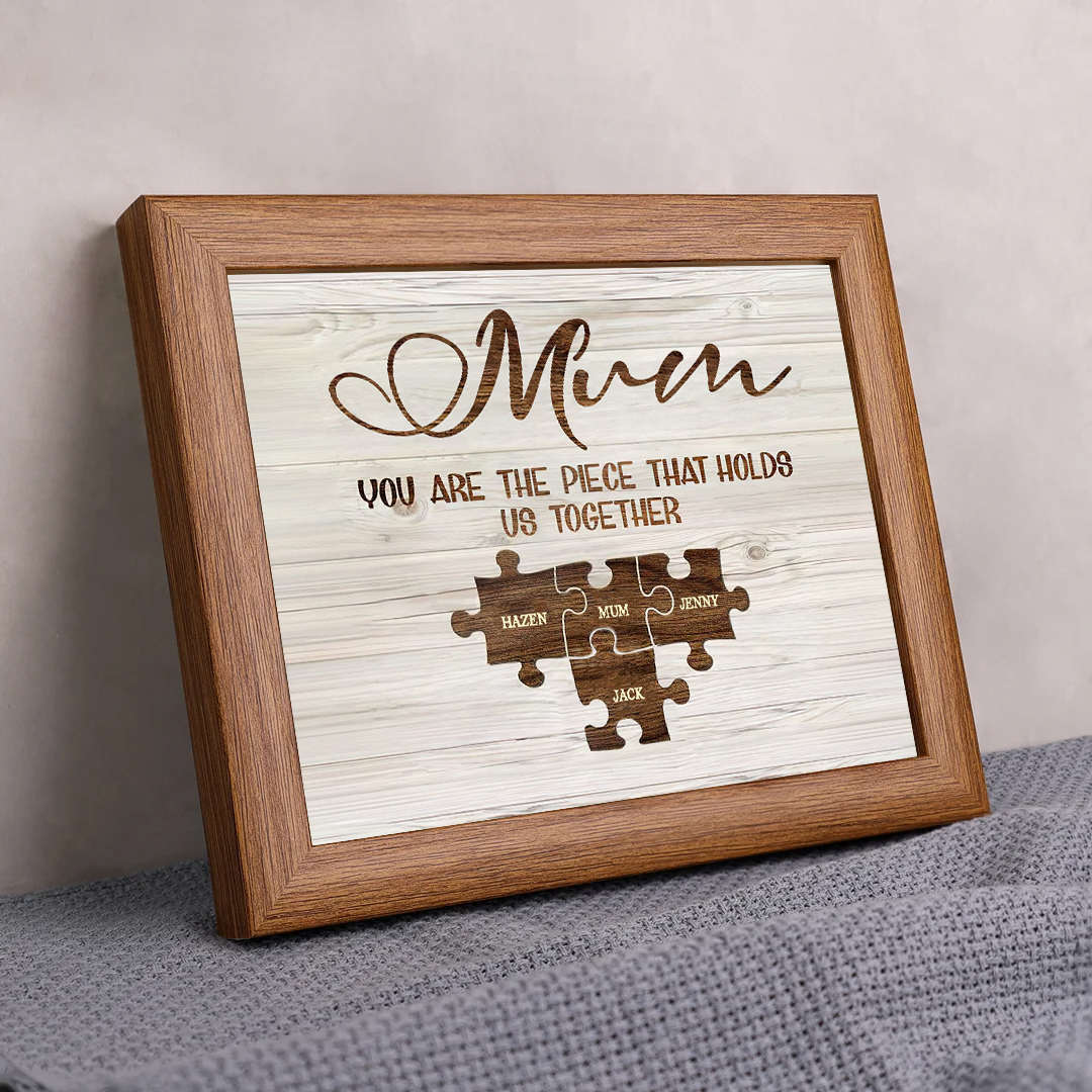 Personalised Mum Puzzle Picture Frame With Light Custom 4 Names Decor Gifts For Mother - You are the piece that holds us together-Jessemade AU
