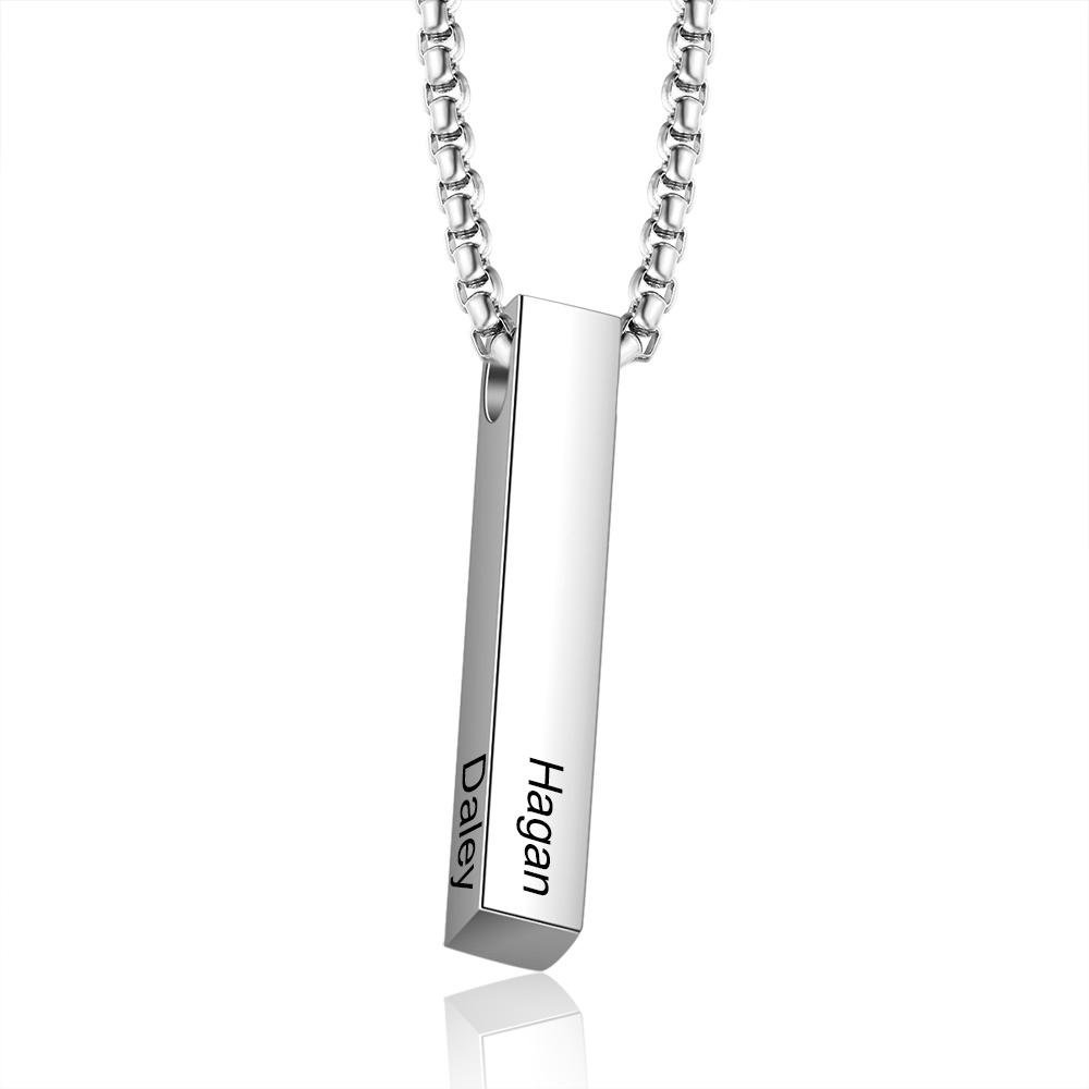 Personalised 3D Bar Necklace 4 Side Vertical Bar Necklace For Her-Jessemade AU