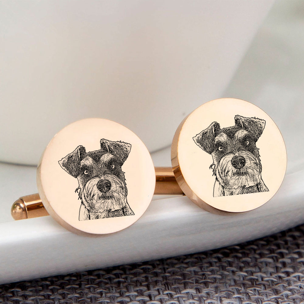 Personalised Men's Cufflinks Custom 2 Photos Circle Metal Cufflinks Pet Photo Memorial Gift-Jessemade AU