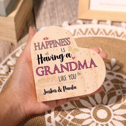 Custom Heart Candle Holder To My Grandma Flower Wooden Candlestick Happiness Is Having a Grandma Like You-Jessemade AU