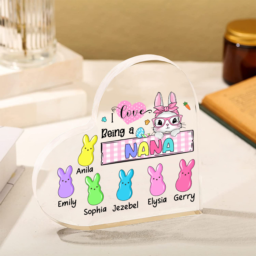 7 Names - Personalised Acrylic Heart Keepsake Custom Names Bunny Ornaments Gifts for Grandma/Mother-Jessemade AU