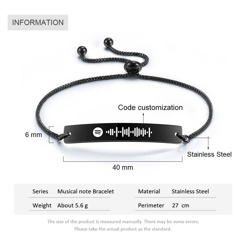 Personalised Spotify Code Music Bracelet-Four Colour-Black,Silver,Gold,Rose Gold-Jessemade AU
