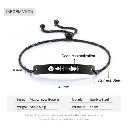 Personalised Spotify Code Music Bracelet-Four Colour-Black,Silver,Gold,Rose Gold-Jessemade AU
