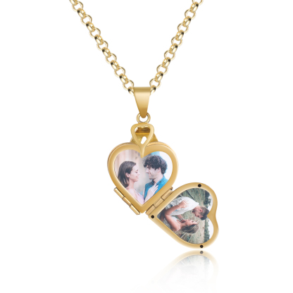 Personalised Heart Photo Locket Necklace Custom 4 Photos Necklace Gifts For Him Her-Jessemade AU