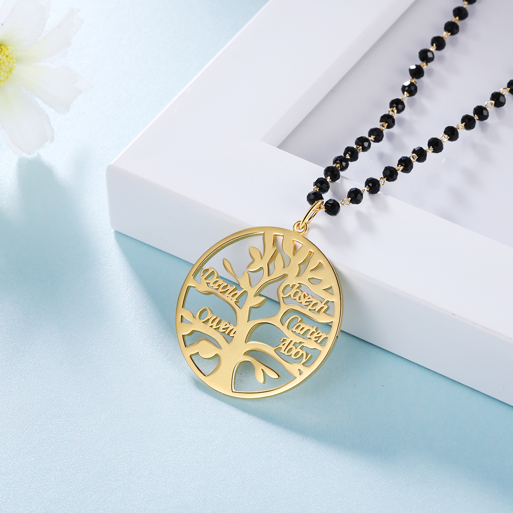 Personalised Family Tree Necklace Custom 5 Names Necklace Gift For Mother-Jessemade AU