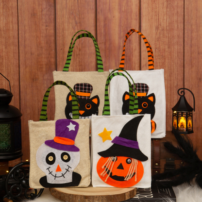 Personalised Halloween Tote Bags Custom 1 Name Halloween Trick or Treat Candy Bags-Jessemade AU