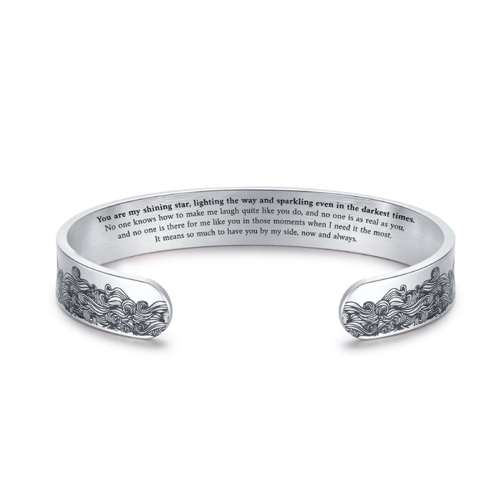 To My Soul Sister, You are my shining star, lighting the way and sparkling even in the darkest times, Cuff Bangle Bracelet Gifts For Her-Jessemade AU