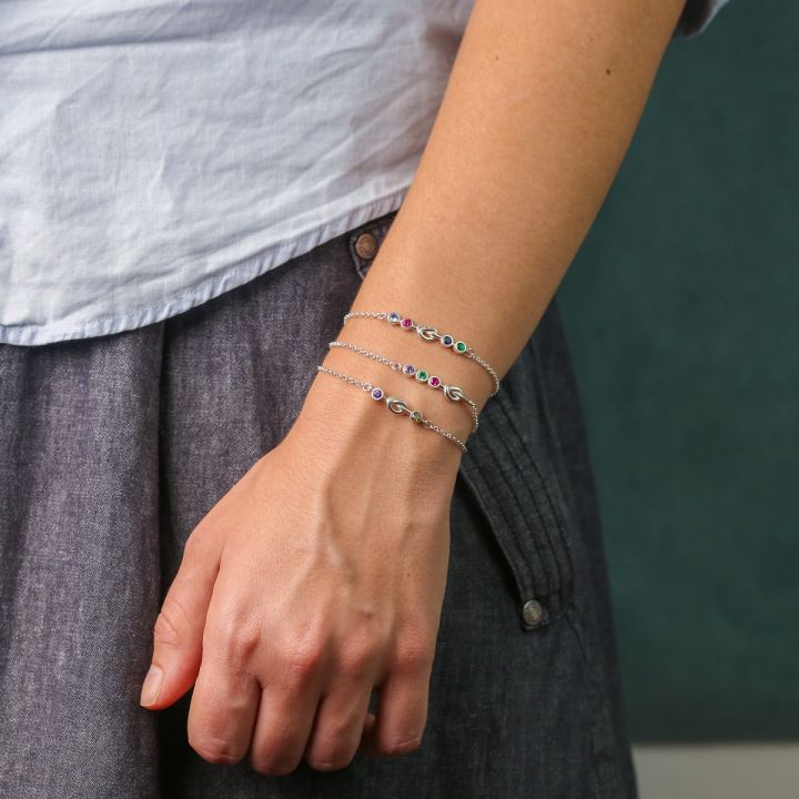 Personalised Heart Bracelet With 2 Birthstones Bracelet Gift For Women-Jessemade AU