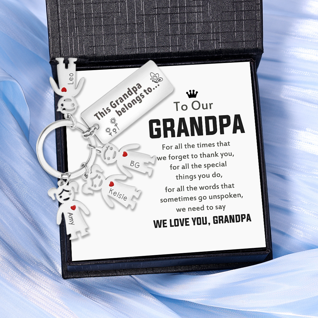 This Grandpa Belongs To Keychain Personalised Family Keychain with 4 Kid Charms Engrave 4 Names-Jessemade AU
