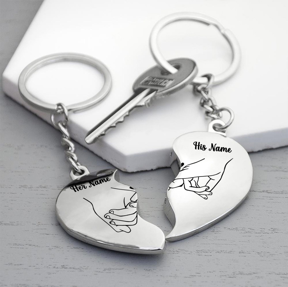 Pinky Swear Personalised Couple Keychain Custom 2 Names Keyring Matching Couple Gifts Valentine's Day Gift for Him/Her-Jessemade AU