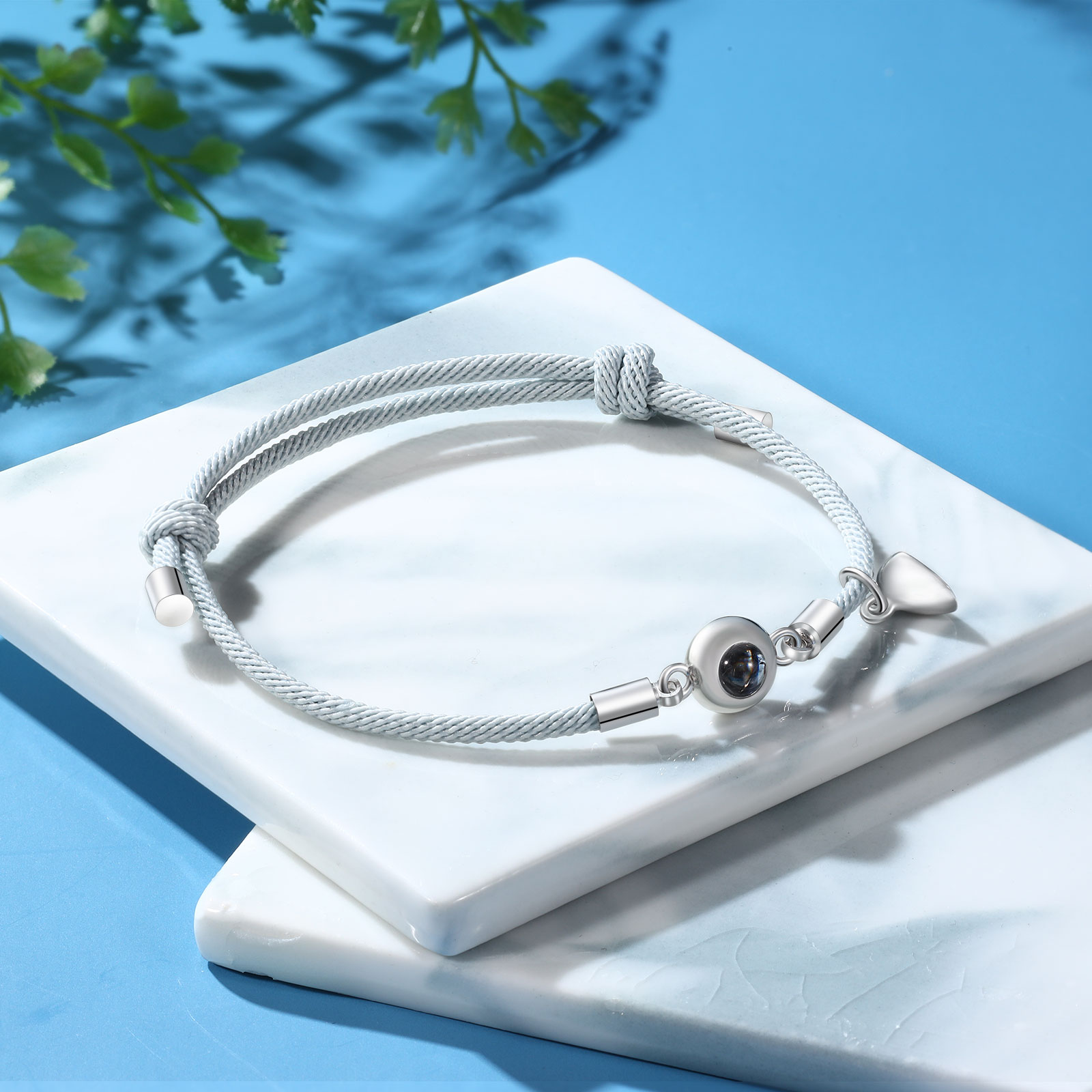 2 PCS Personalised Couple Projection Bracelet Customised 1 Photo Bracelet Adjustable Bracelet Romantic Gift For Her/Him-Jessemade AU