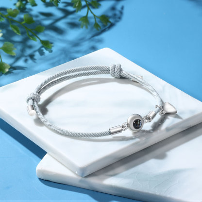 2 PCS Personalised Couple Projection Bracelet Customised 1 Photo Bracelet Adjustable Bracelet Romantic Gift For Her/Him-Jessemade AU