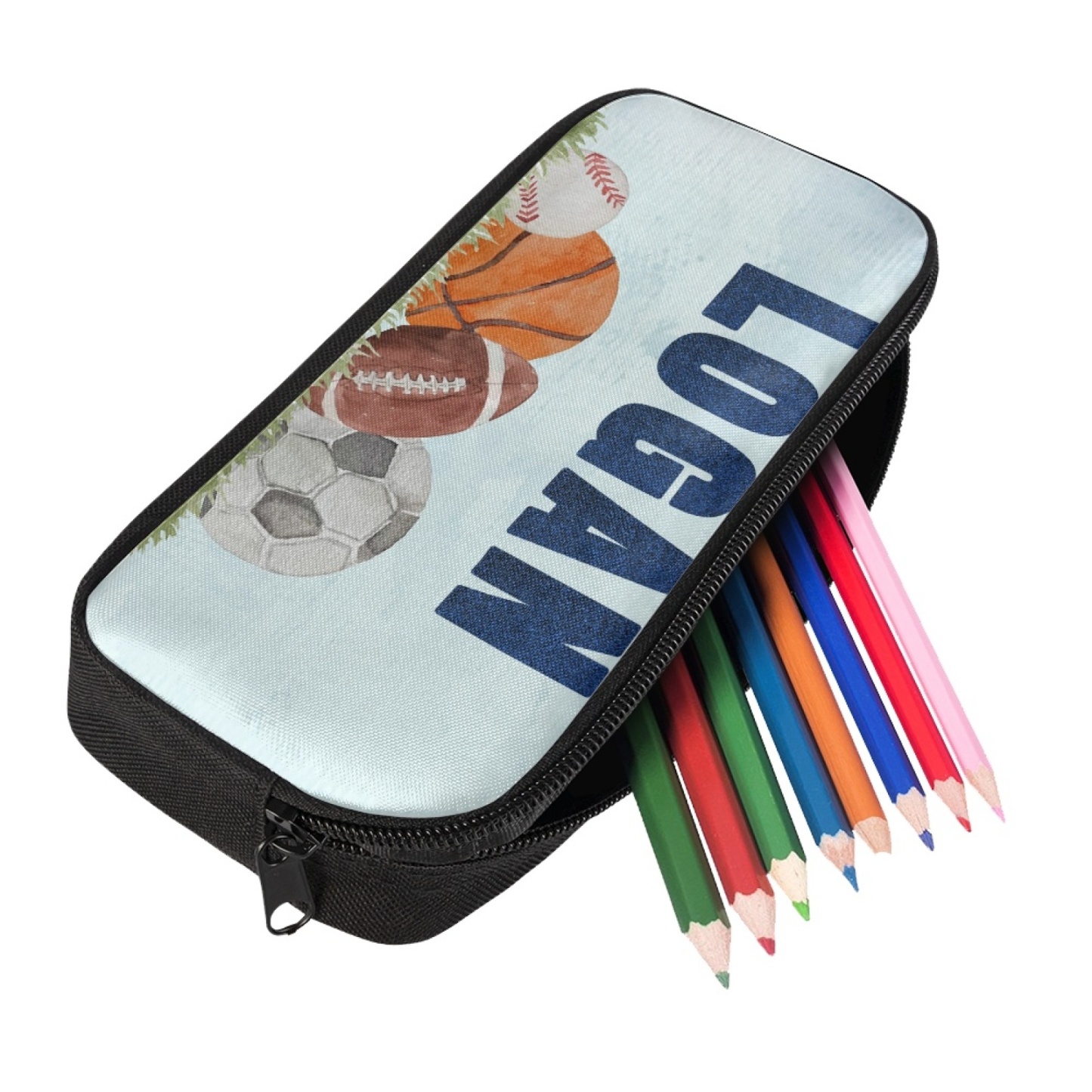 Personalised  Name Pencil Case Balls Pattern Pen Bag Zipper Back to School Gifts for Student-Jessemade AU