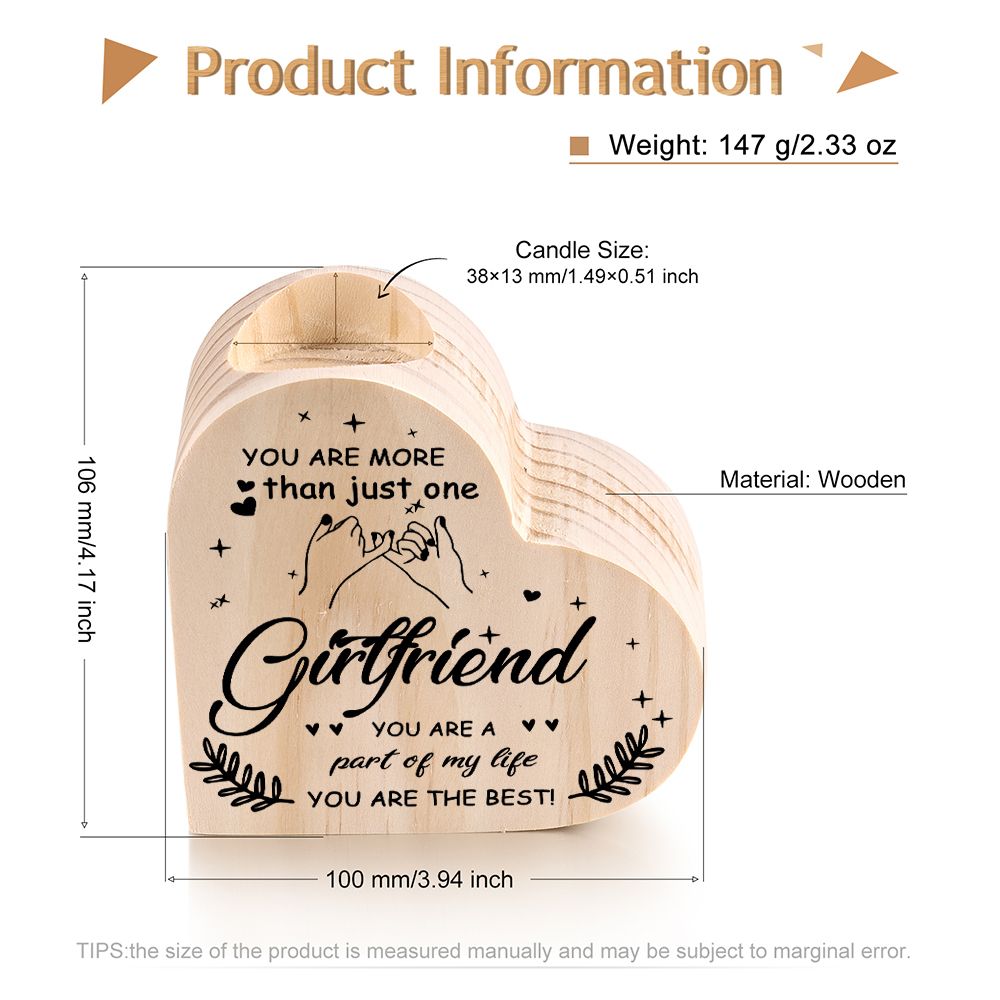 To My Girlfriend Heart Candle Holder Wooden Pinky Swear Candlesticks - You Are More Than Just One Girlfriend-Jessemade AU