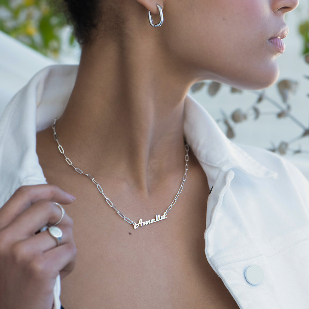 Personalised Chain Link Necklace Custom 1 Name Necklace Gift For Women