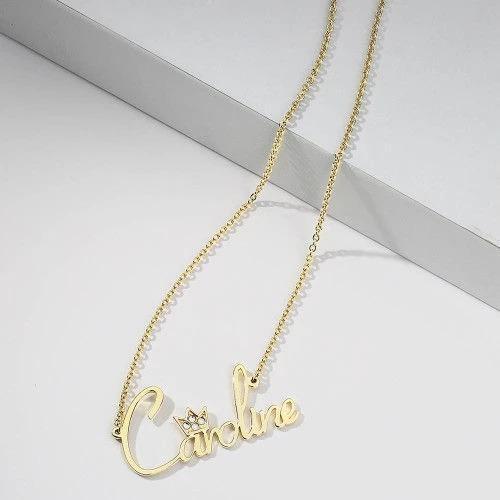 Personalised Crown Necklace Custom 1 Name Necklace Gift For Women-Jessemade AU