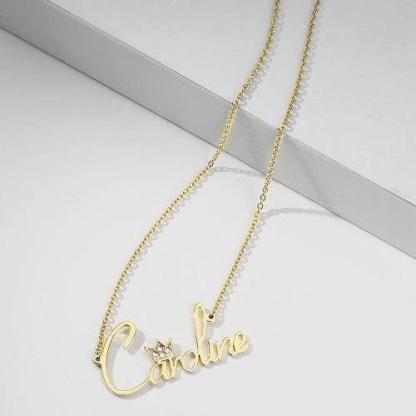 Personalised Crown Necklace Custom 1 Name Necklace Gift For Women-Jessemade AU