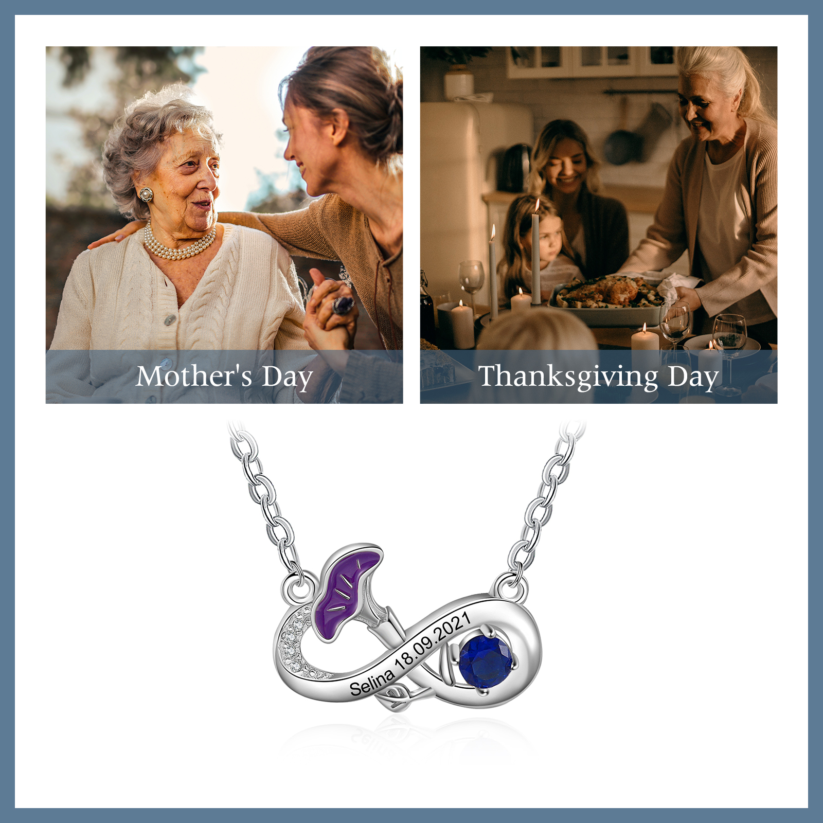 Personalised September Birthflower Necklace With Birthstone Gift For Women-Jessemade AU