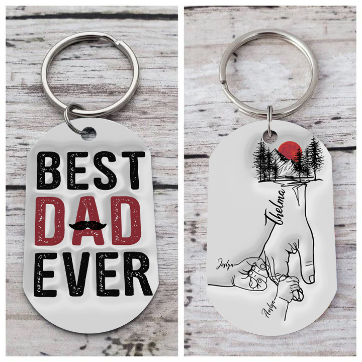 Best Dad Ever - Personalised 3 Names Holding Hands Keychain Custom Family Keychain Father's Day Gifts-Jessemade AU