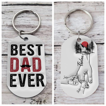 Best Dad Ever - Personalised 3 Names Holding Hands Keychain Custom Family Keychain Father's Day Gifts-Jessemade AU
