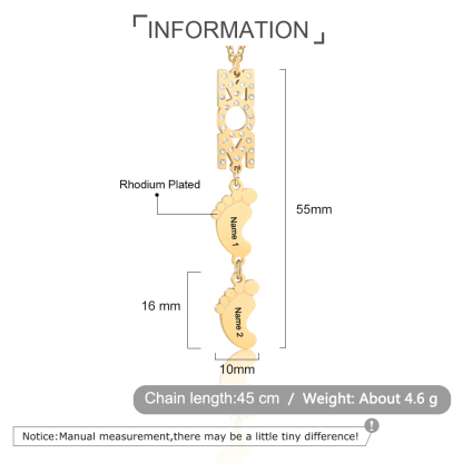 Mother's Day Gifts Personalised Baby Feet Mother Necklace Engraved 2 Names Necklace Gifts For Mom-Jessemade AU