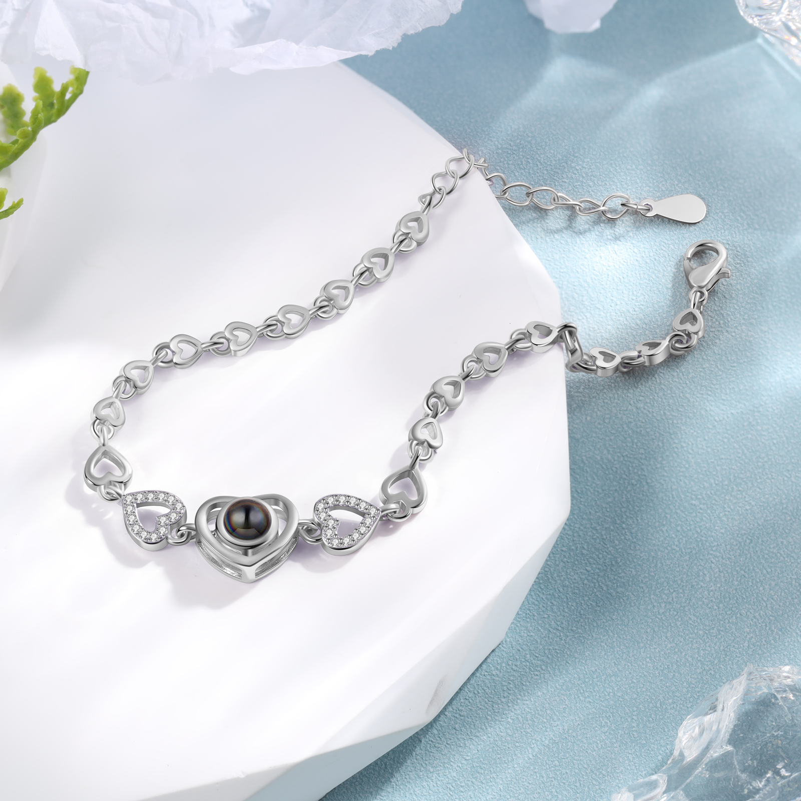 Heart Chain Projection Bracelet Personalised Photo Bracelet Creative Gift for Her Unique Mother's Day Gifts-Jessemade AU