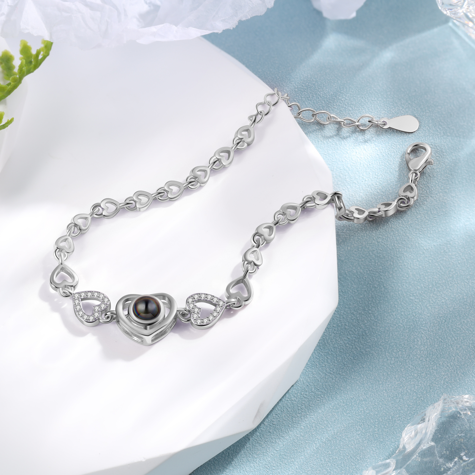 Heart Chain Projection Bracelet Personalised Photo Bracelet Creative Gift for Her Unique Mother's Day Gifts-Jessemade AU