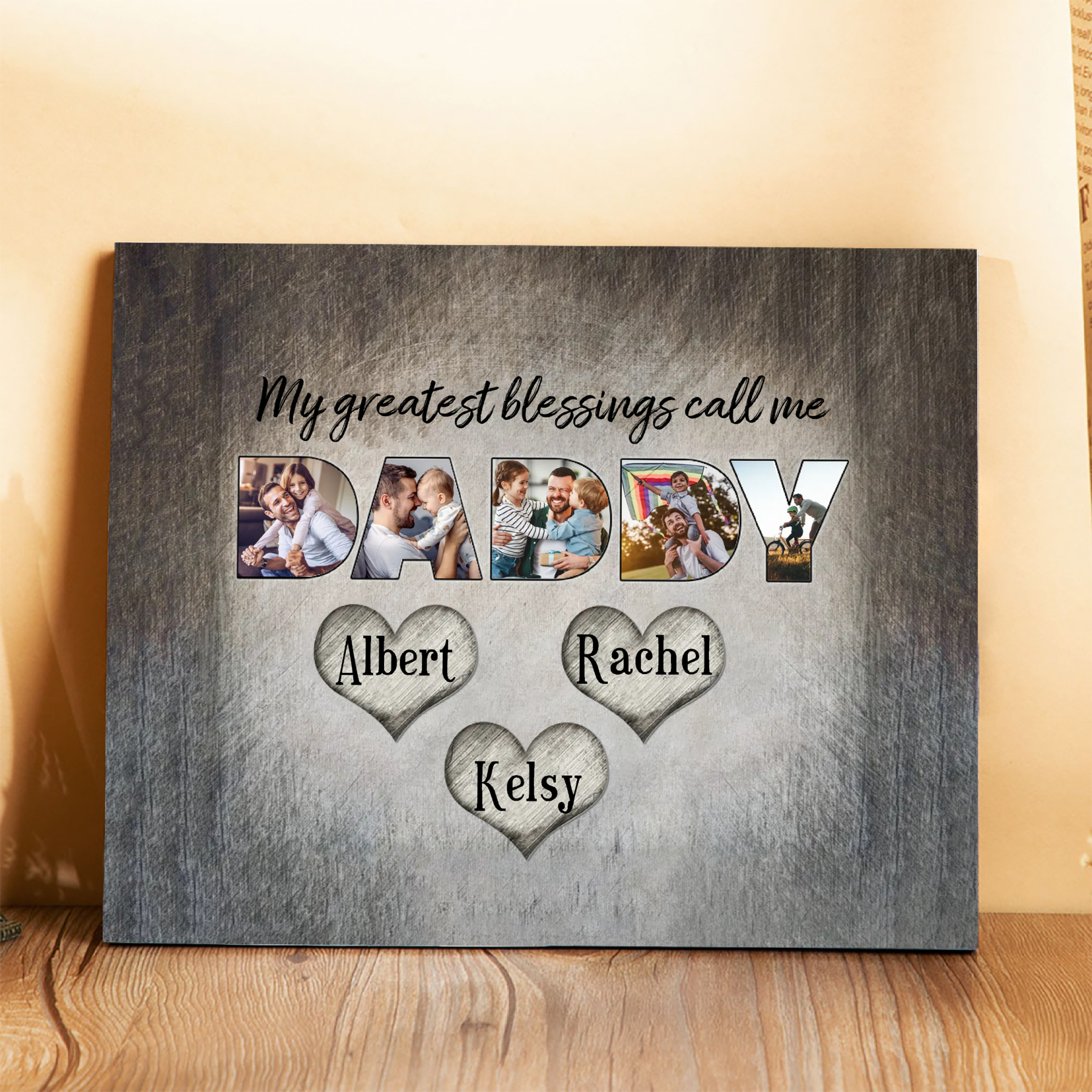 My Greatest Blessing Call Me Daddy Personalised Photo Frame Wood Signs Engrave 3 Names-Jessemade AU