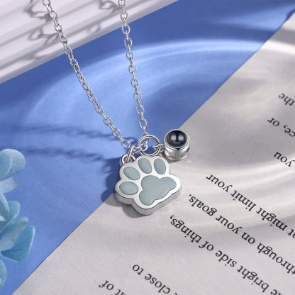 Personalised Dog Paw Pendant Couple Necklace Set Custom Photo Projection Necklace Romantic Gifts For Him/Her-Jessemade AU