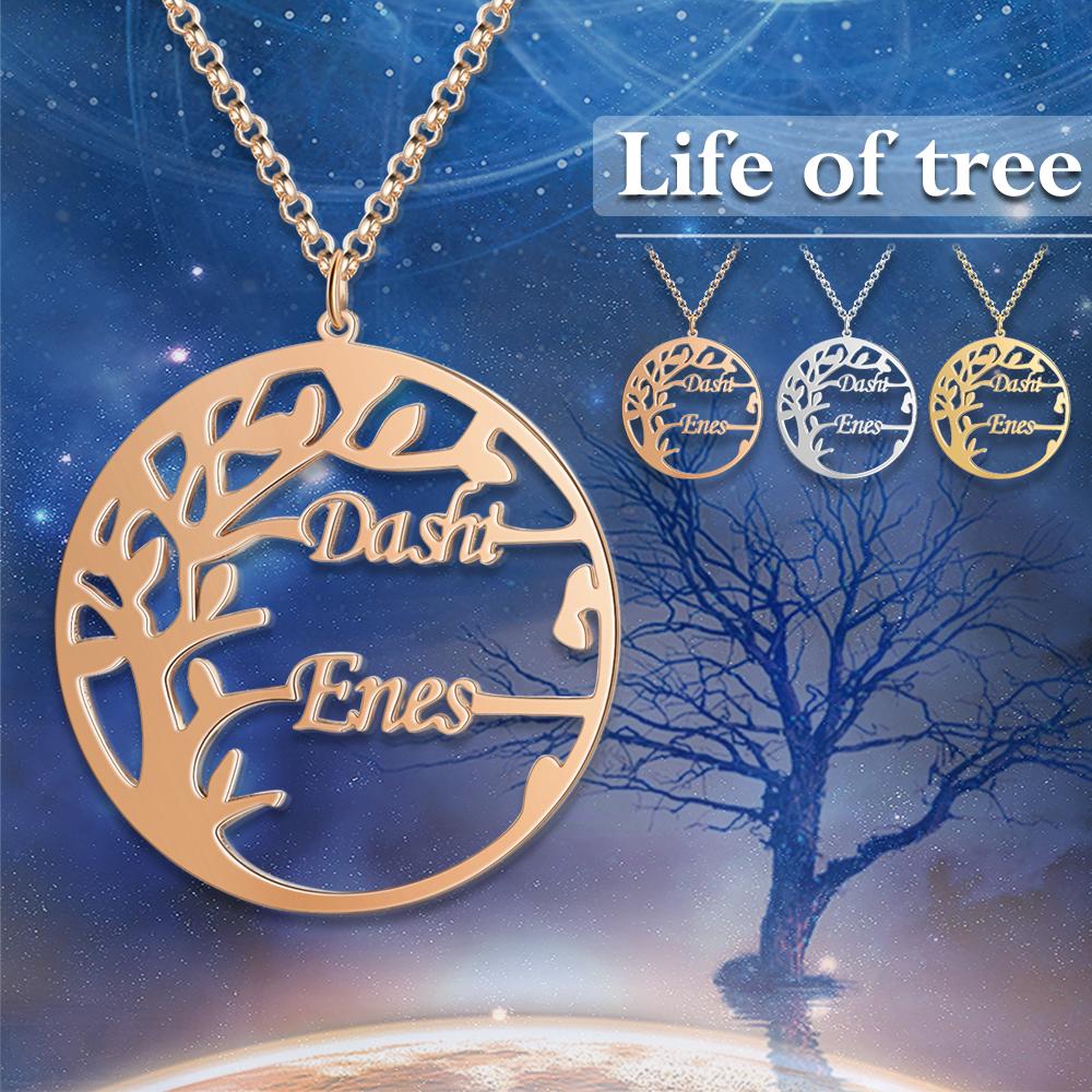 Family Tree Custom 2 Names Sterling Silver Tree Of Life-Jessemade AU