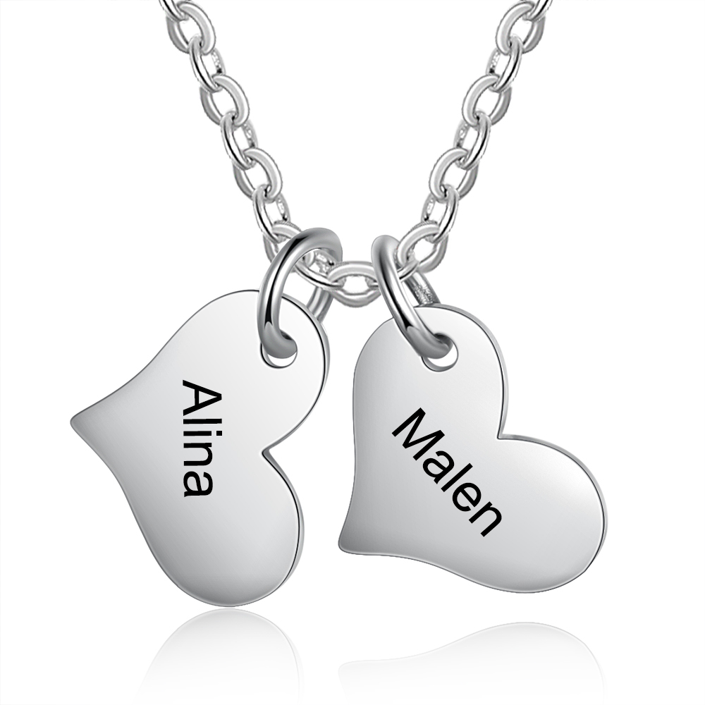 Jessemade Personalised 2 Names-Hearts Necklace For Her-Jessemade AU