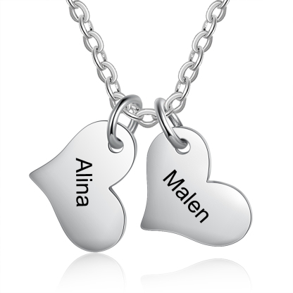 Jessemade Personalised 2 Names-Hearts Necklace For Her-Jessemade AU