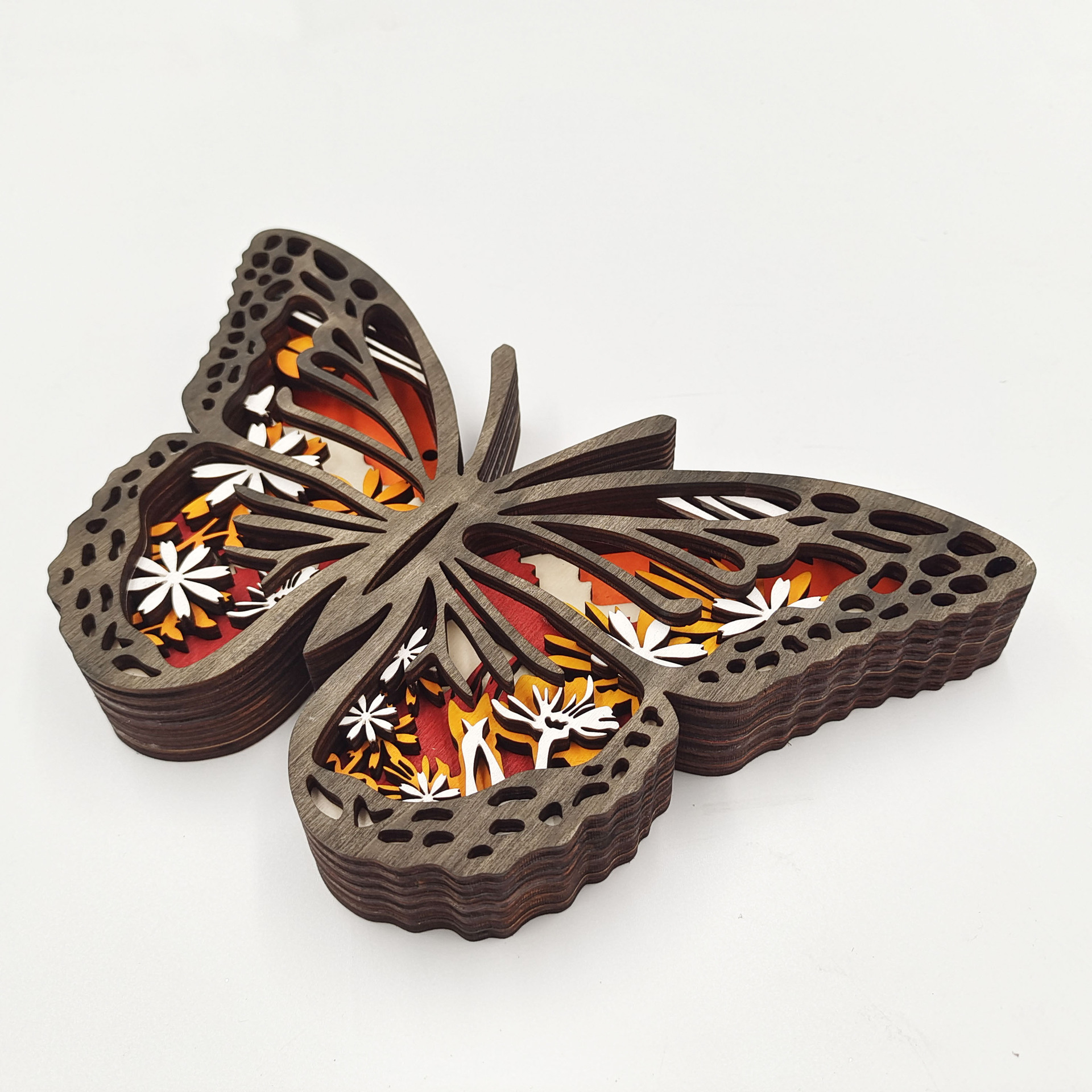 Butterfly Totem Wooden Home Decoration 3D Carving Flower Insect Night Light-Jessemade AU