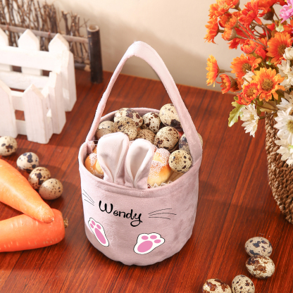 Personalised Bunny Tote Bag Custom Name Bunny Basket Bucket Bag Easter Gifts-Jessemade AU