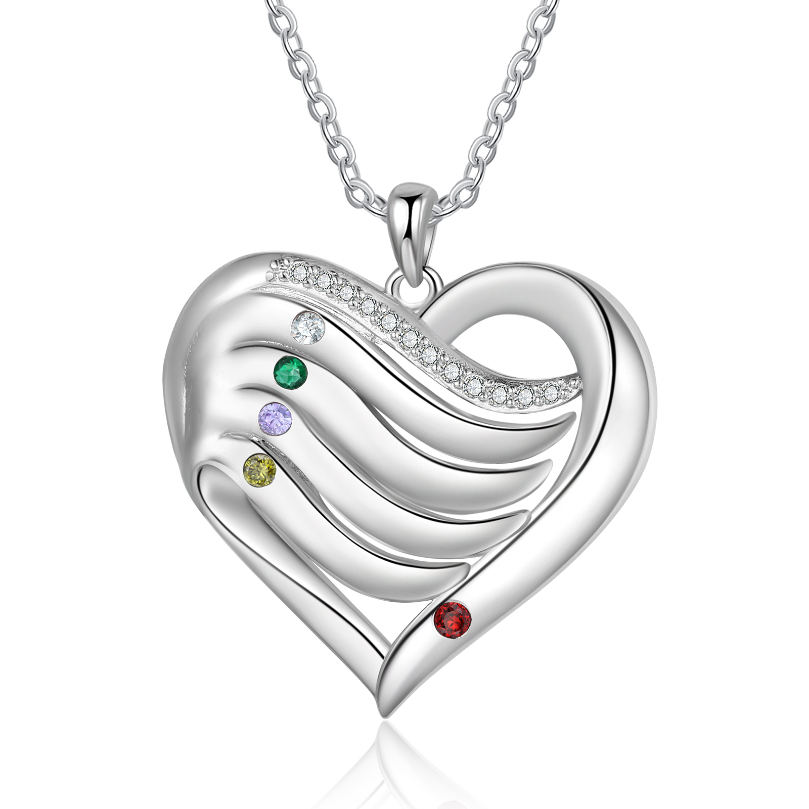 Personalised Intertwined Heart Pendant Necklace Custom 5 Birthstones & 5 Names Necklace Gifts for Her-Jessemade AU