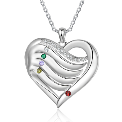 Personalised Intertwined Heart Pendant Necklace Custom 5 Birthstones & 5 Names Necklace Gifts for Her-Jessemade AU