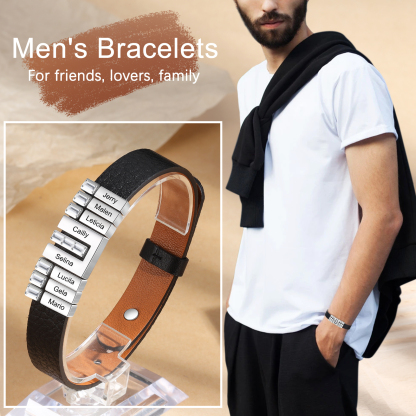 Mother's Day Gifts Personalised Leather Bracelet With 8 Names Gifts For Women-Jessemade AU