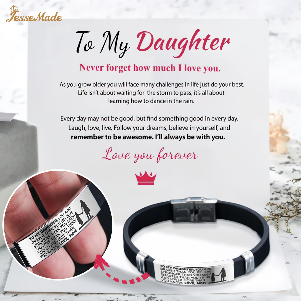 To My Daughter/Granddaughter, Women's Leather Bracelet, You Are Braver Than You Believe Inspirational Bracelet Gifts For Her