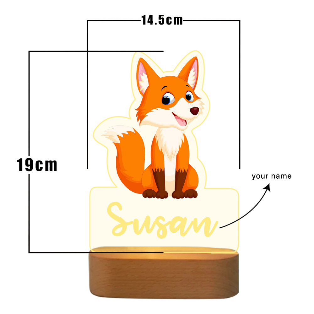 Personalised Name Fox Night Light LED Lamp Gifts For Kids-Jessemade AU