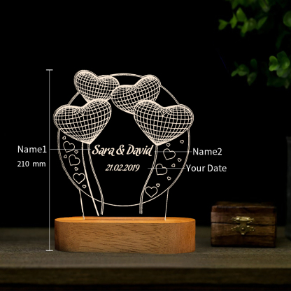Custom 3D Balloon Night Light With Name LED Lamp Gifts For Couple-Jessemade AU