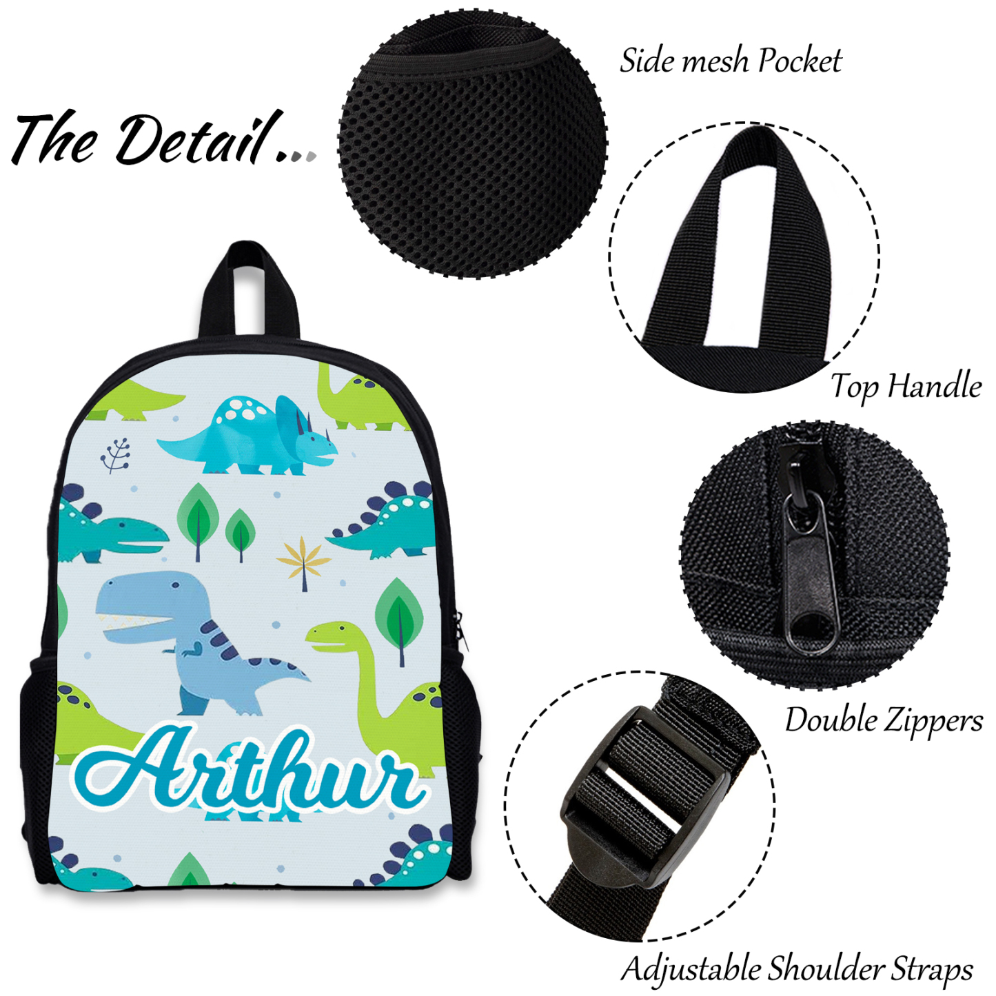 Custom Name Schoolbag Personalised Dinosaur Backpack Travel Bag for Kids-Jessemade AU