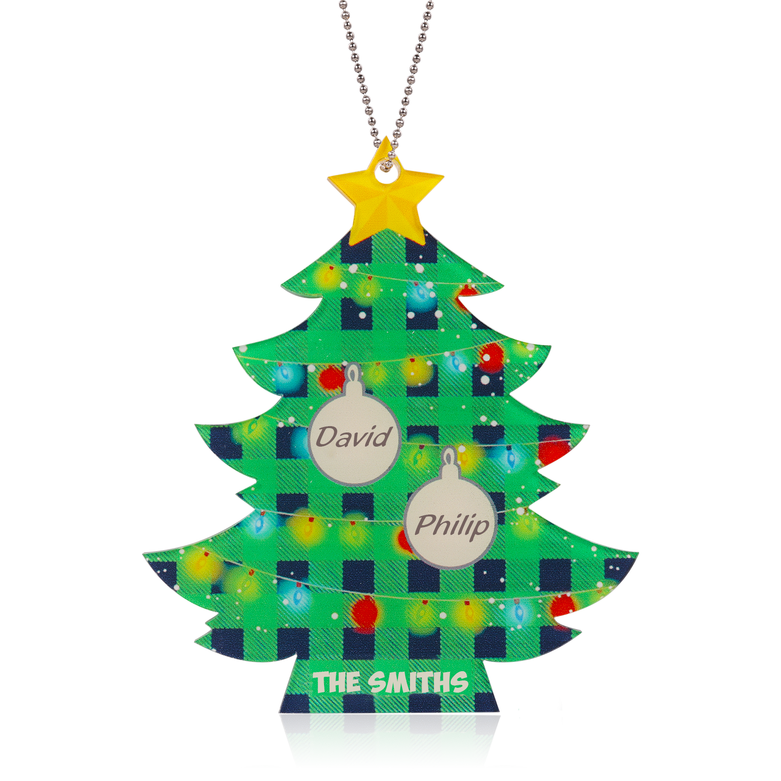 2 Names - Personalised Acrylic Christmas Tree Ornaments Customised Text & Name Xmas Pendant Gifts for Family Friends-Jessemade AU