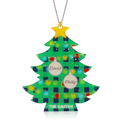 2 Names - Personalised Acrylic Christmas Tree Ornaments Customised Text & Name Xmas Pendant Gifts for Family Friends-Jessemade AU