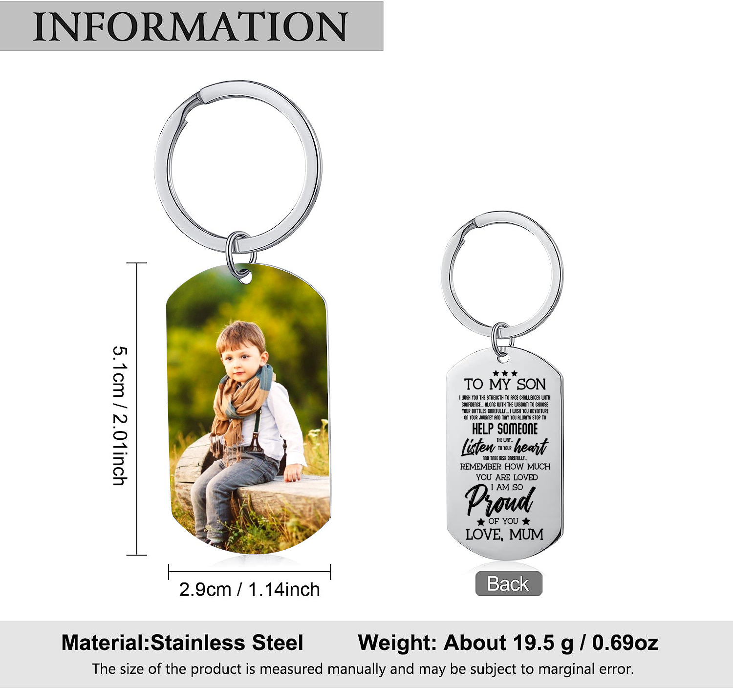 To My Son Keyring Custom Photo Keychain "I Am So Proud Of You" Personalised Gifts For Son-Jessemade AU