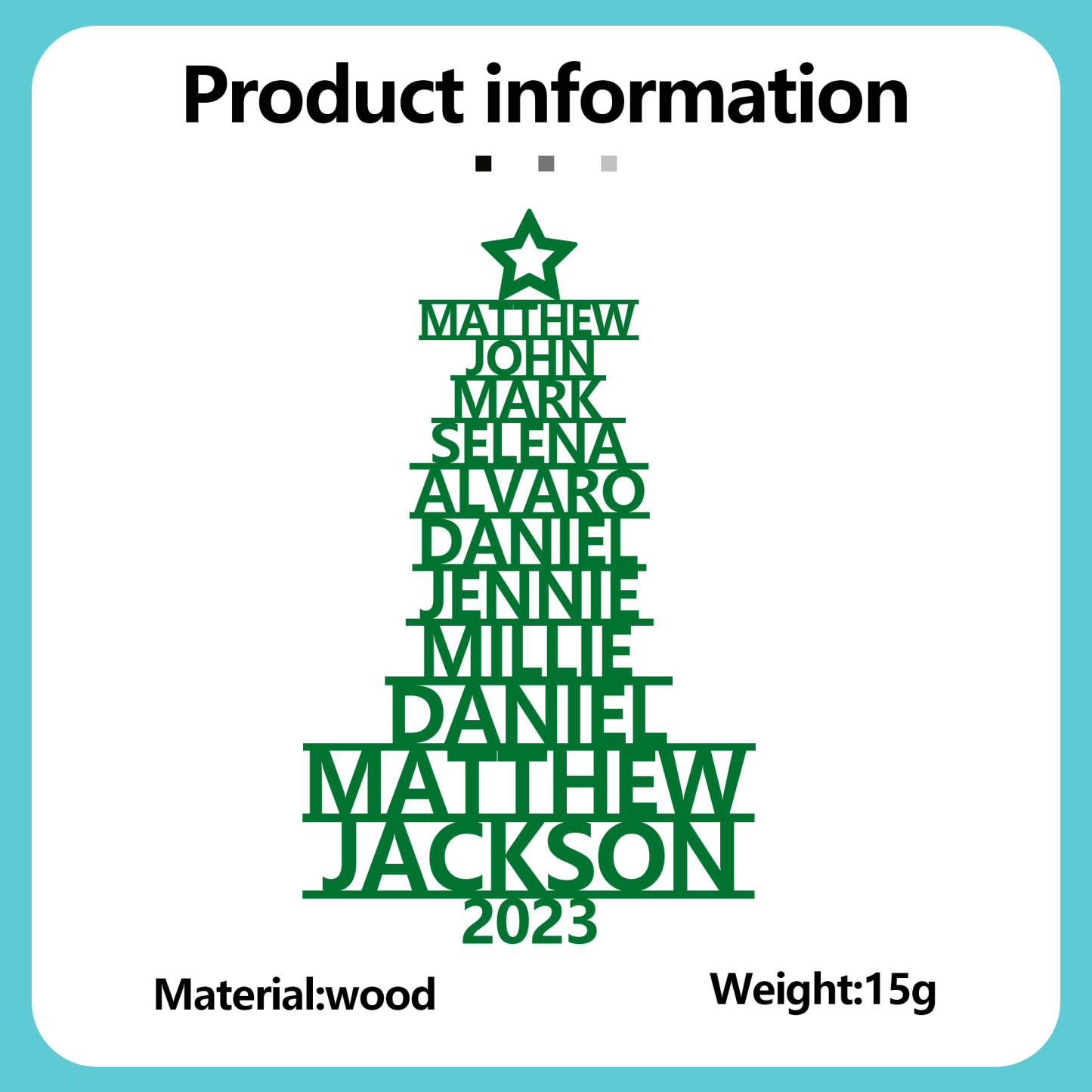 11 Names - Personalised Christmas Tree Ornaments Customised Name Xmas Wooden Decor Gifts for Family Friends-Jessemade AU